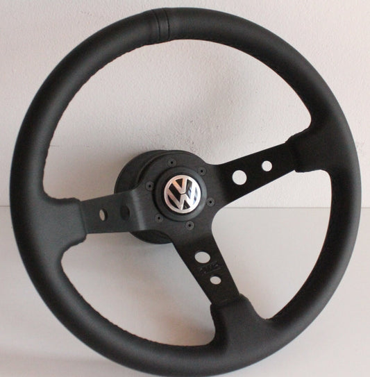 Steering Wheel For VW Golf Jetta Mk4 Bora B5 (1997-2003) - Deep Dish, Black Stitching, Sport Vision, 350 mm