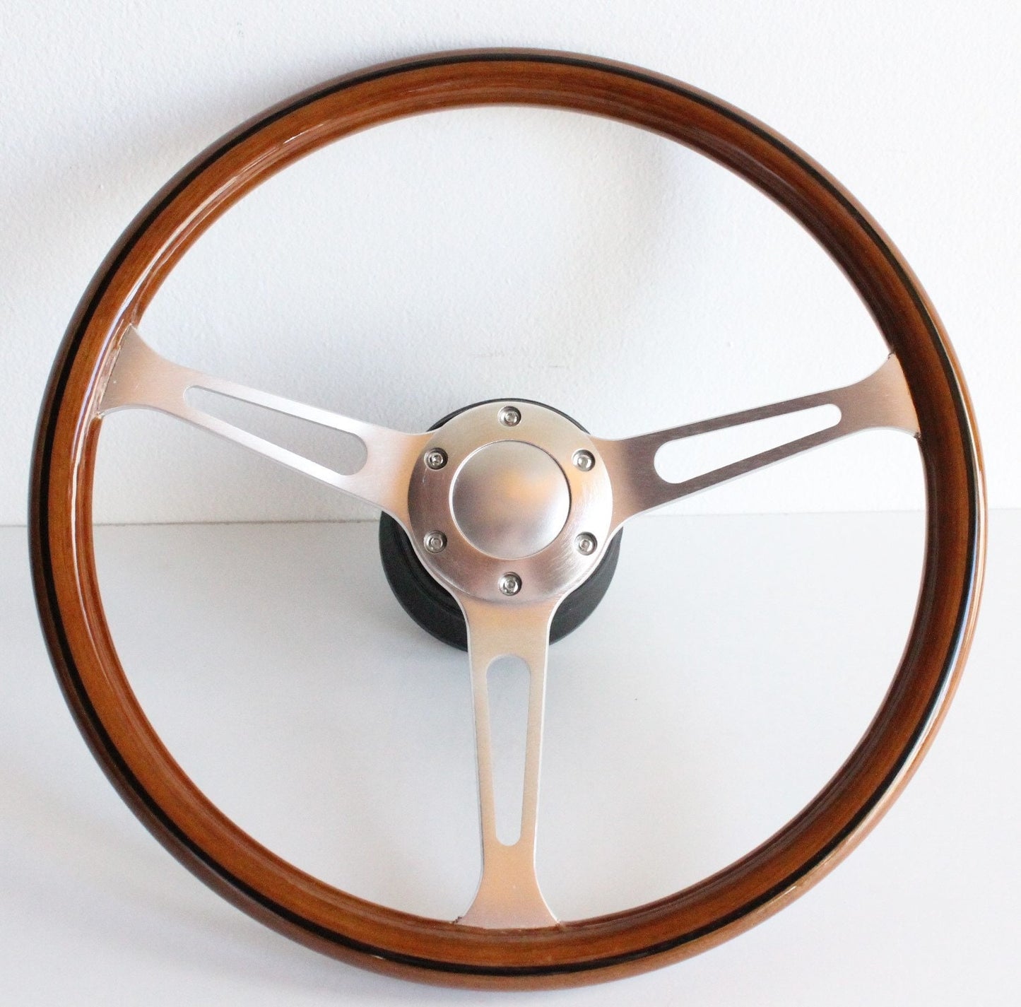 Steering wheel Used custom rebuld wood Silver 380mm vintage hand rebuilded Fits For Mercedes Benz W123 W124 W201 W126 R107 1978-1988