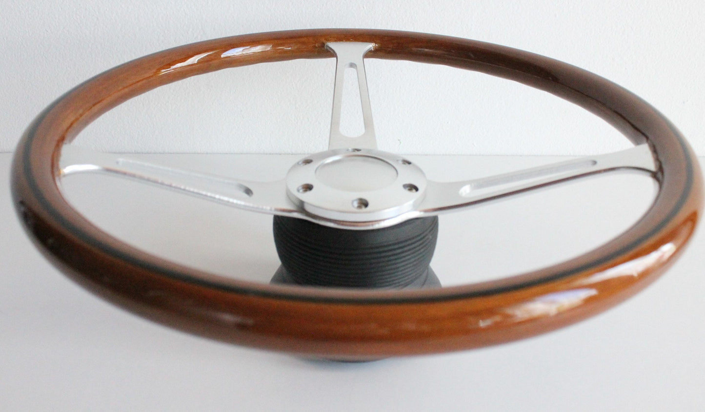 Steering wheel Used custom rebuld wood Silver 380mm vintage hand rebuilded Fits For Mercedes Benz W123 W124 W201 W126 R107 1978-1988