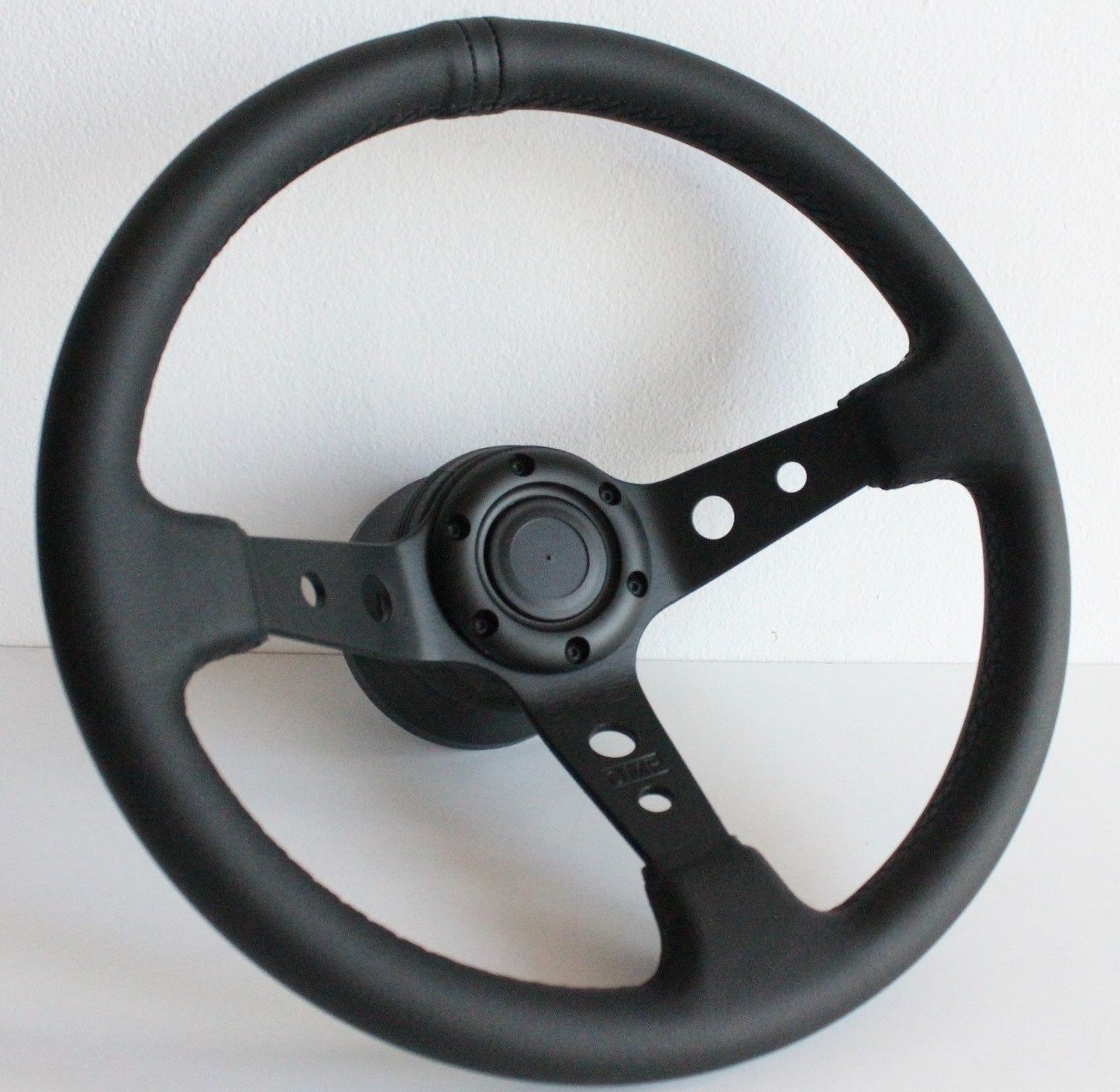 Steering Wheel For Subaru Impreza 1 Legacy 1800 Vivio - Deep Dish, Black Stitching, Black Spokes with Holes, Sport Vision, 350 mm