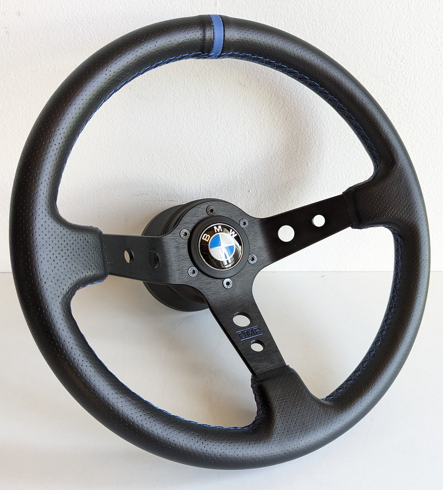 Steering Wheel For VW - No Hub Adapter Included, Deep Dish, Perforated Leather, Red, Blue, Yellow, Green, 350 mm