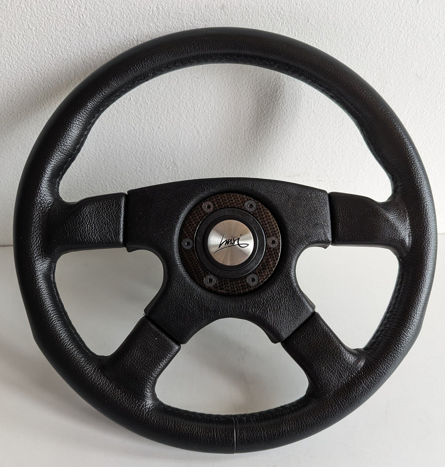 Steering Wheel For Mercedes Benz W123 W124 W201 R107 W107 W126 (1978-1992) - Black Leather, Anti Slip, Silver, OEM By Luisi, Premium Quality, 360 mm