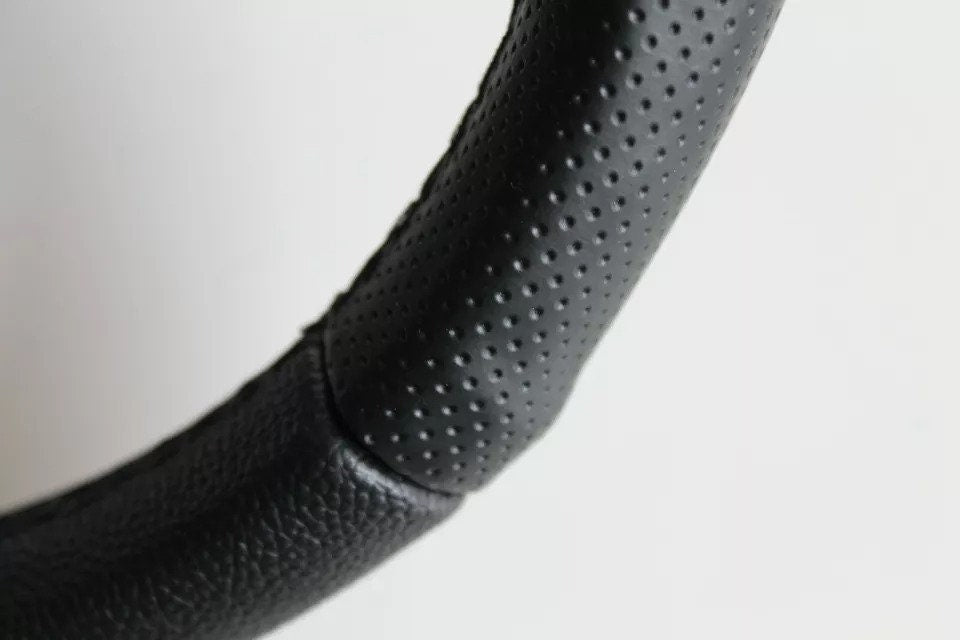 Steering Wheel For Nissan 200SX 240 300ZX Altima Maxima Pulsar Sentra - Perforated Leather, Black Stitching, Sport Vision