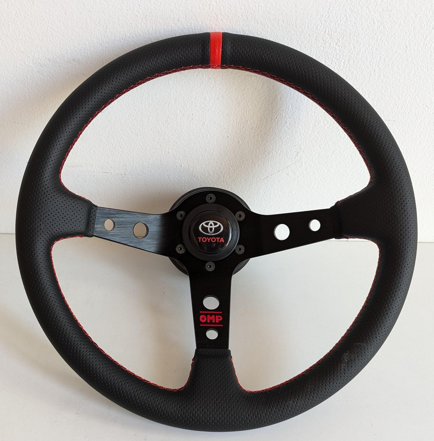 Steering Wheel For TOYOTA - No Hub Adapter Included, Deep Dish, Perforated Leather, Red, Blue, Yellow, Green, 350 mm