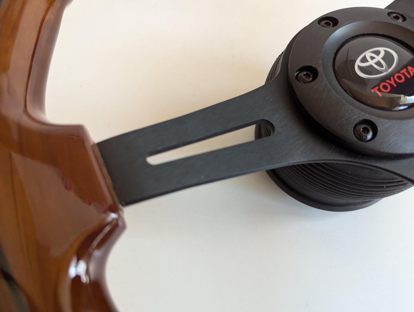 Steering Wheel For TOYOTA Celica Supra Mr2 Corolla Hiace - Solid Wood, Black Trim, Vintage, Black Spokes, 350 mm