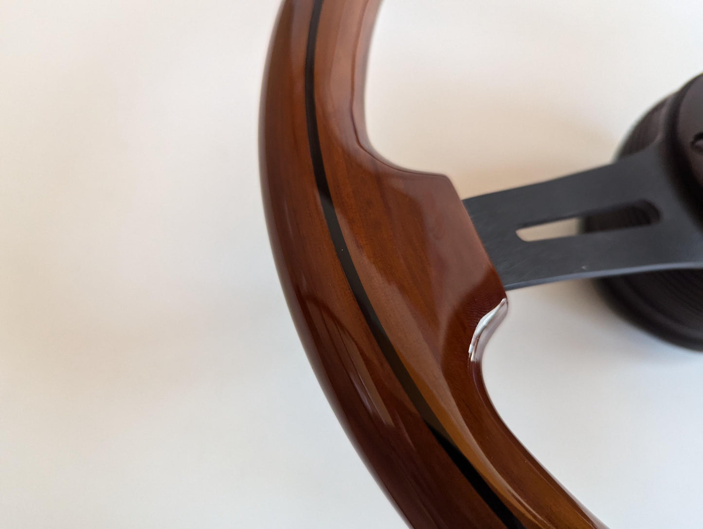 Steering Wheel For TOYOTA Celica Supra Mr2 Corolla Hiace - Solid Wood, Black Trim, Vintage, Black Spokes, 350 mm