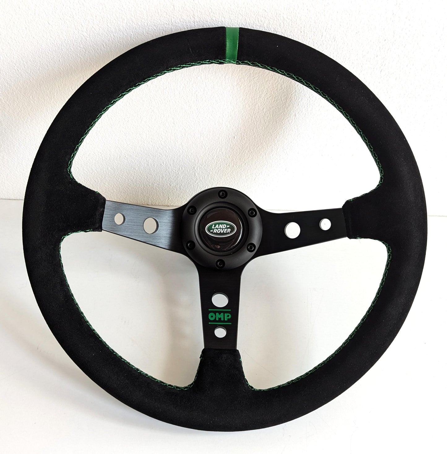 Steering Wheel For Land Rover / Range Rover (1986-1987) - Green Alcantara, Suede, Deep Dish, 350 mm
