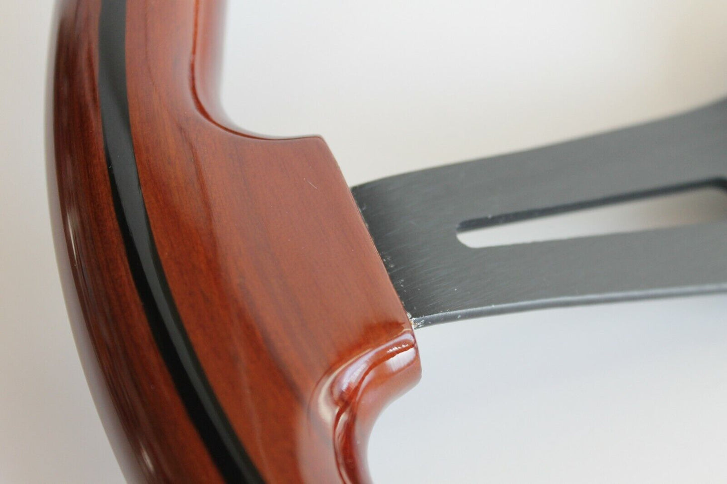 Steering Wheel For Honda Prelude CRX Del Sol Civic Accord (1992-1996) - Solid Wood, Black Trim, Vintage, Black Spokes, 350 mm