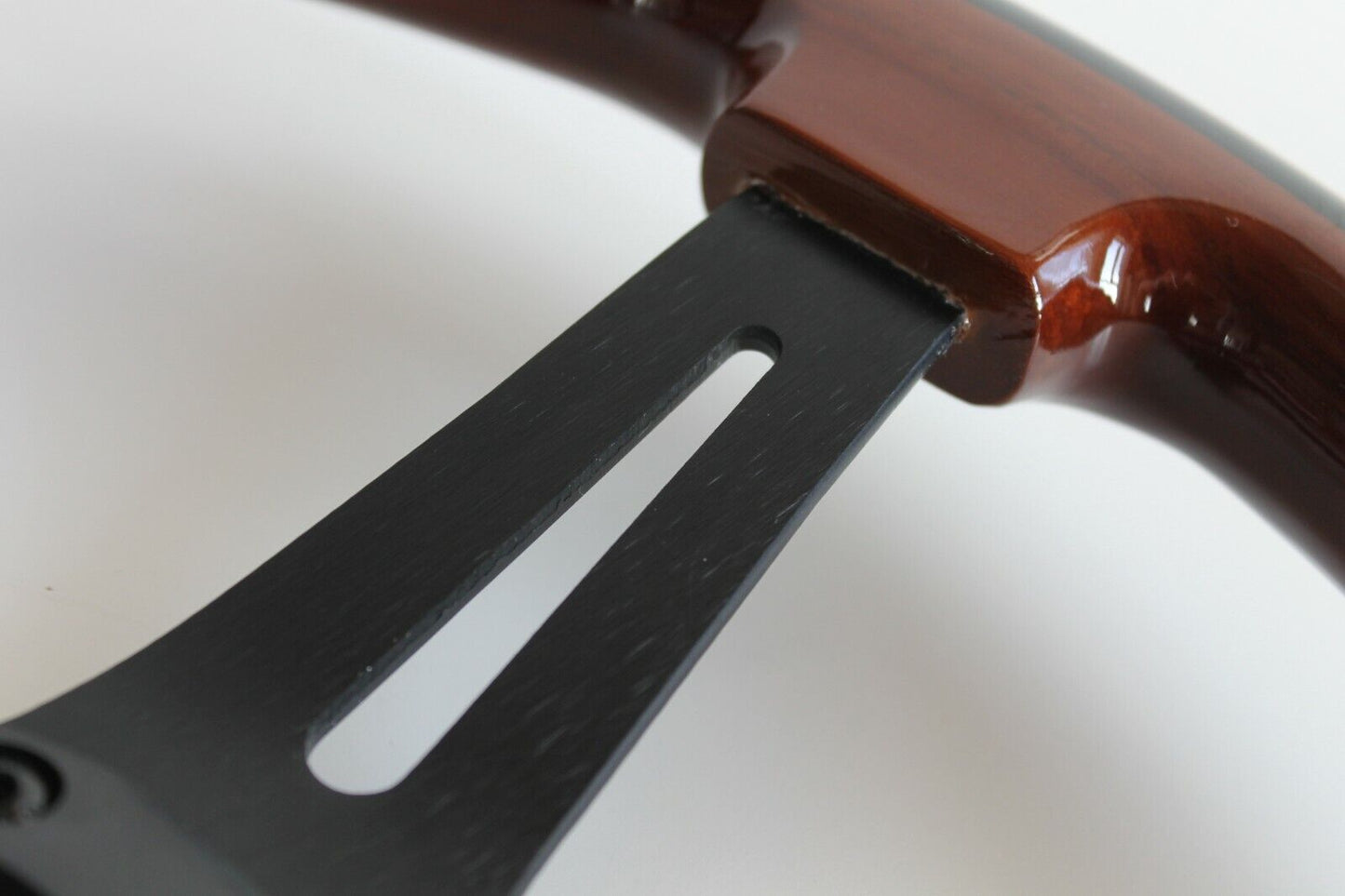 Steering Wheel For Honda Prelude CRX Del Sol Civic Accord (1992-1996) - Solid Wood, Black Trim, Vintage, Black Spokes, 350 mm