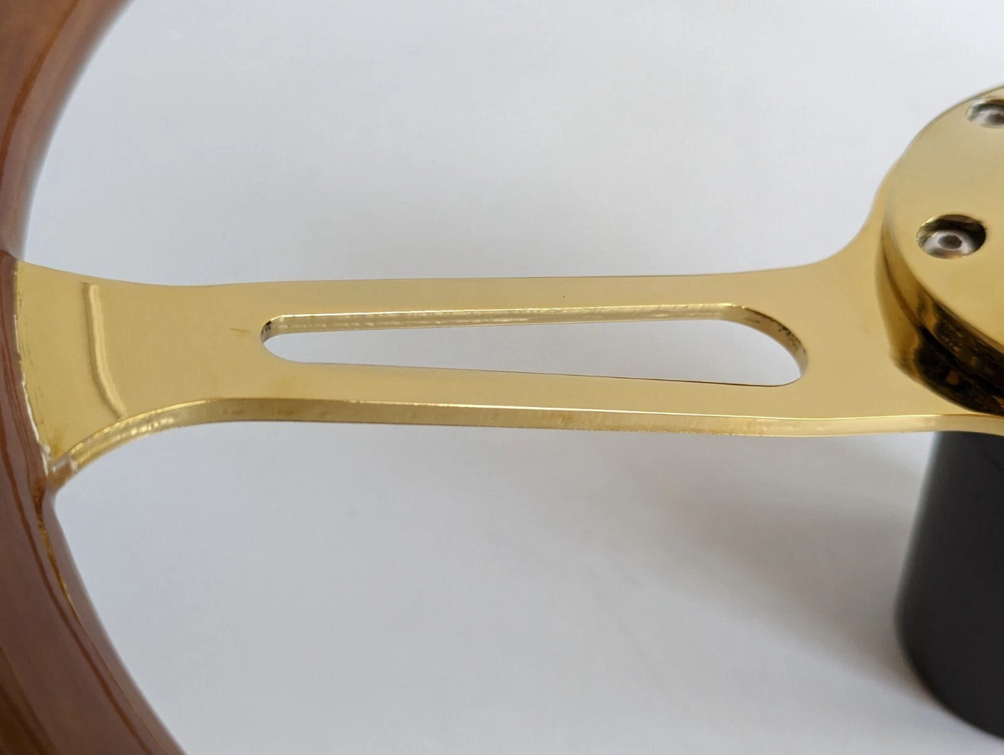 Steering Wheel For Jaguar XJ12 XJ XJ5 XJ6 XJS - Solid Wood, Vintage Gold Spokes, Classic Style, 380 mm