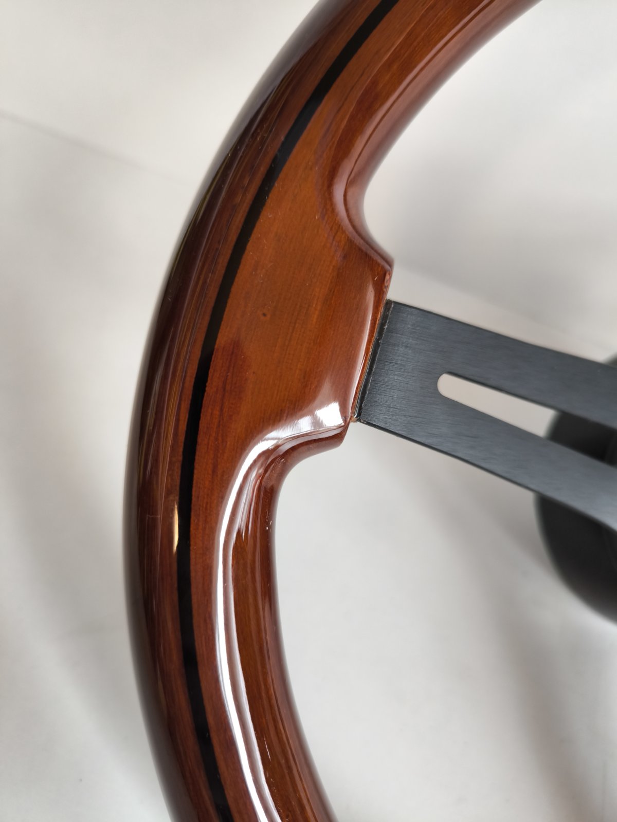 Steering Wheel For Jeep Cherockee Wagoneer Renegade CJ 3 5 6 7 Golden Eagle Laredo Pick up - Wooden Wood Black Spokes, Black Trim, Classic, 350mm