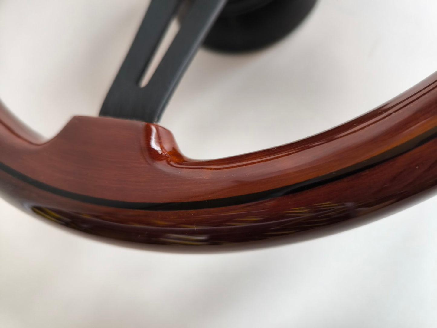 Steering Wheel For Jeep Cherokee Wrangler TJ CJ7 CJ 7 1996-2006 - Wooden , Black Spokes, Black Trim, Classic, Wood 350mm